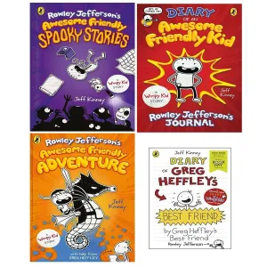 Jeff Kinney Collection 4 Books Set Diary Awesome Friendly Kid, Spooky stories