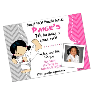 Karate Girl Digital Birthday Invitation