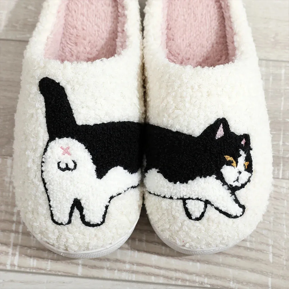 Kawaii Plush Cow & Cat Slippers 🐄🐱 | Cozy Non-Slip Indoor Footwear 👐✨ | Cute Warm Furry Slippers for Men & Women