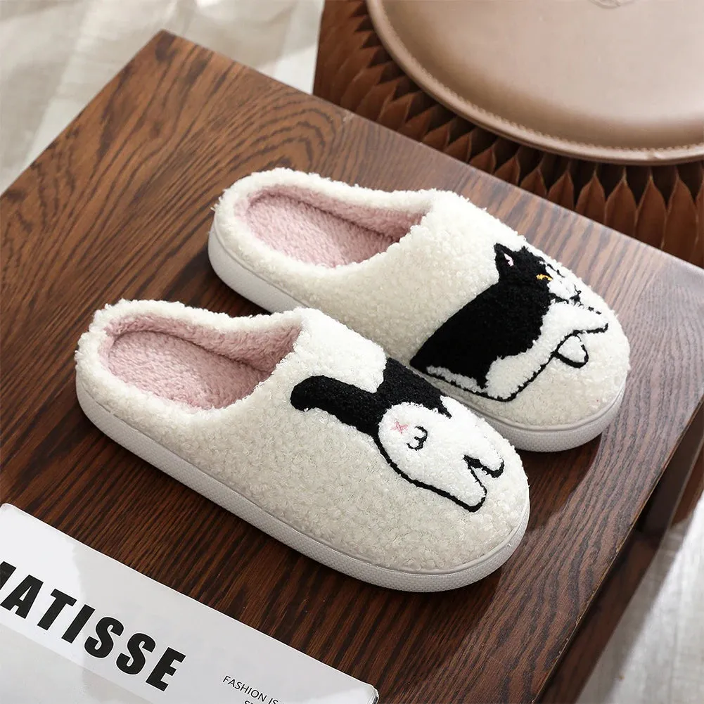 Kawaii Plush Cow & Cat Slippers 🐄🐱 | Cozy Non-Slip Indoor Footwear 👐✨ | Cute Warm Furry Slippers for Men & Women