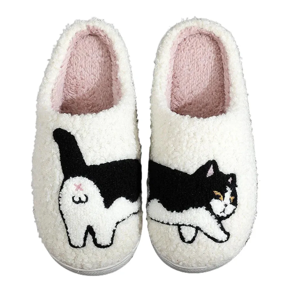 Kawaii Plush Cow & Cat Slippers 🐄🐱 | Cozy Non-Slip Indoor Footwear 👐✨ | Cute Warm Furry Slippers for Men & Women