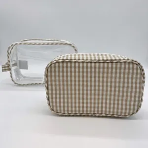Khaki Gingham Duo Toiletry Set