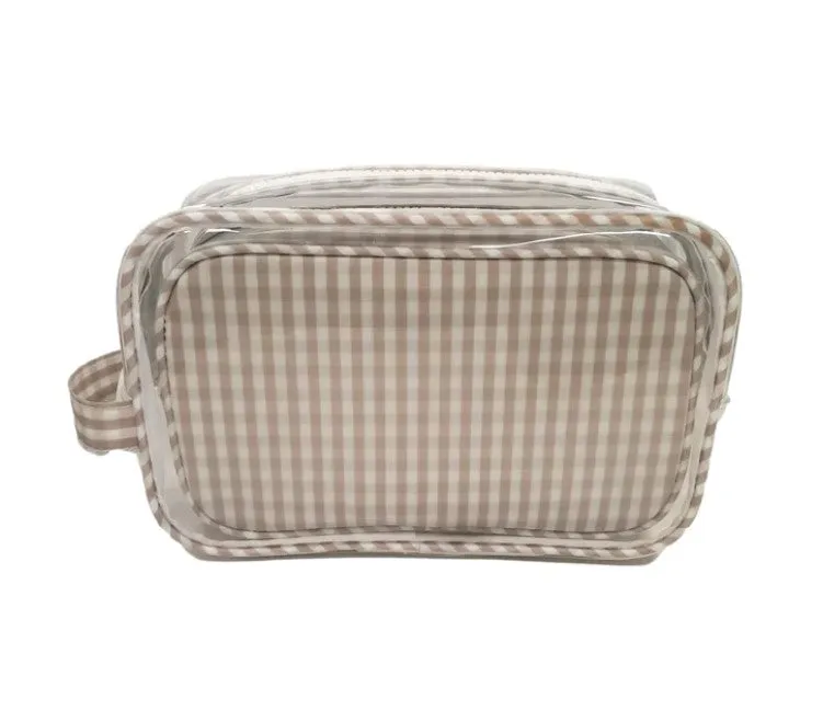 Khaki Gingham Duo Toiletry Set