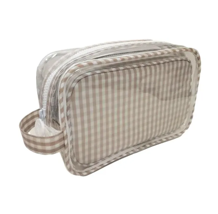 Khaki Gingham Duo Toiletry Set