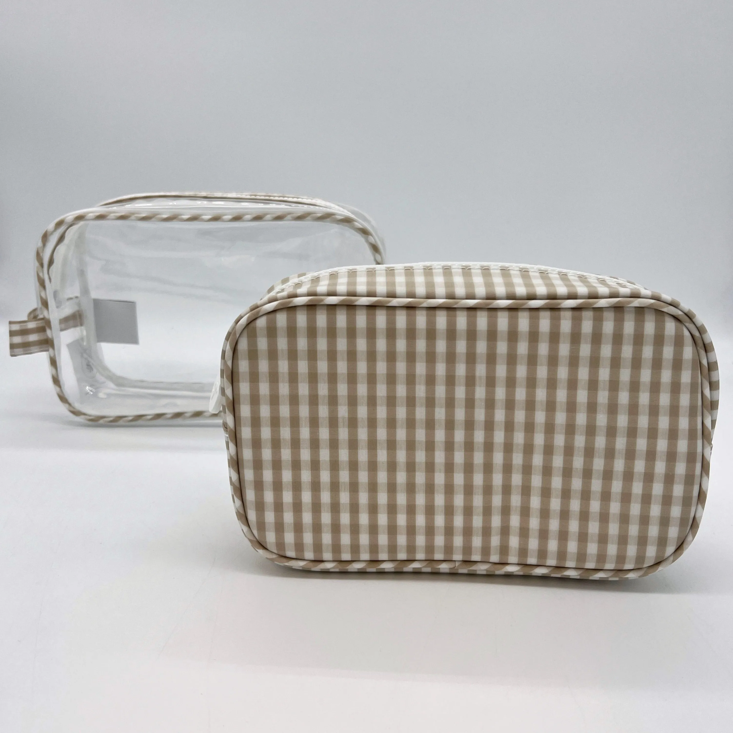 Khaki Gingham Duo Toiletry Set