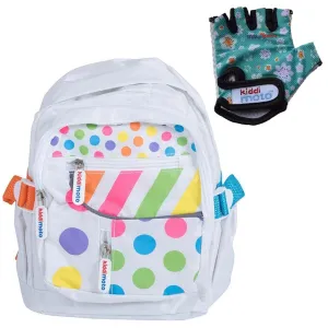 Kiddimoto Back Pack Small Pastel Dotty with Fleur Gloves