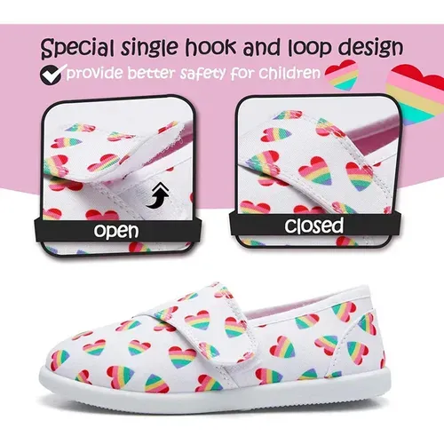 Kids Loafer Flat Slip On Canvas Sneakers White Heart - KKOMFORME