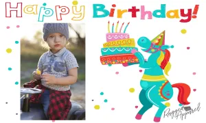 Kids Photo Birthday Banner With Horse
