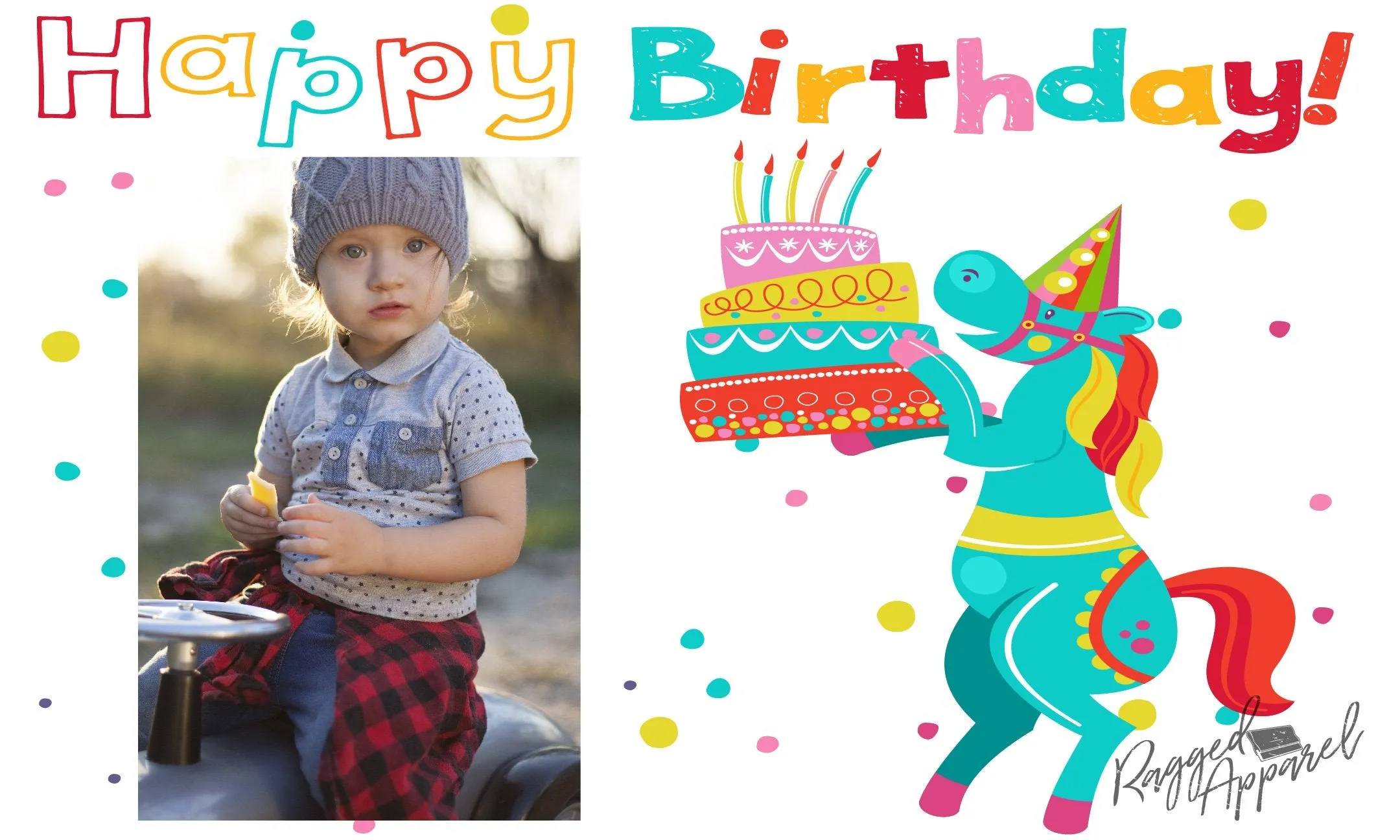 Kids Photo Birthday Banner With Horse