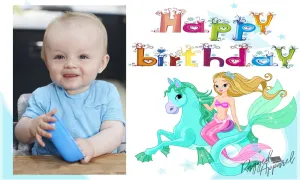 Kids Photo Birthday Banner With Mermaid