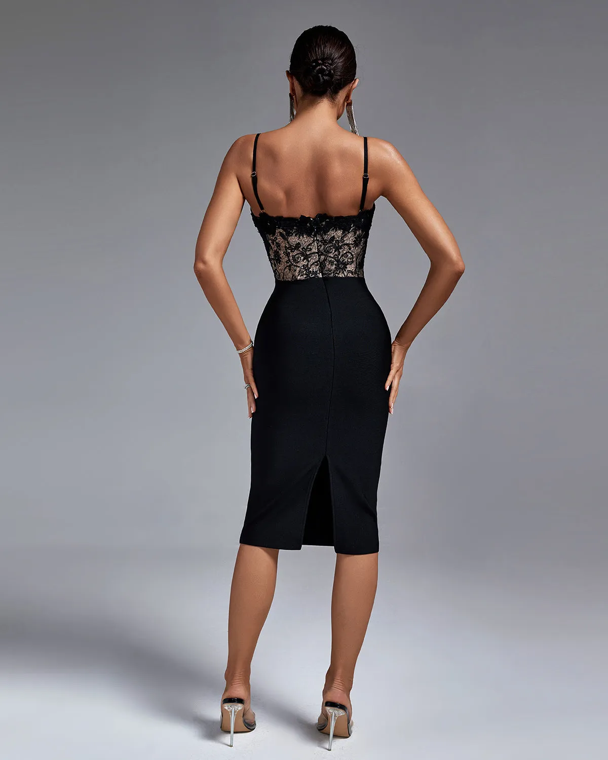 Lace Floral Bandage Backless Dress