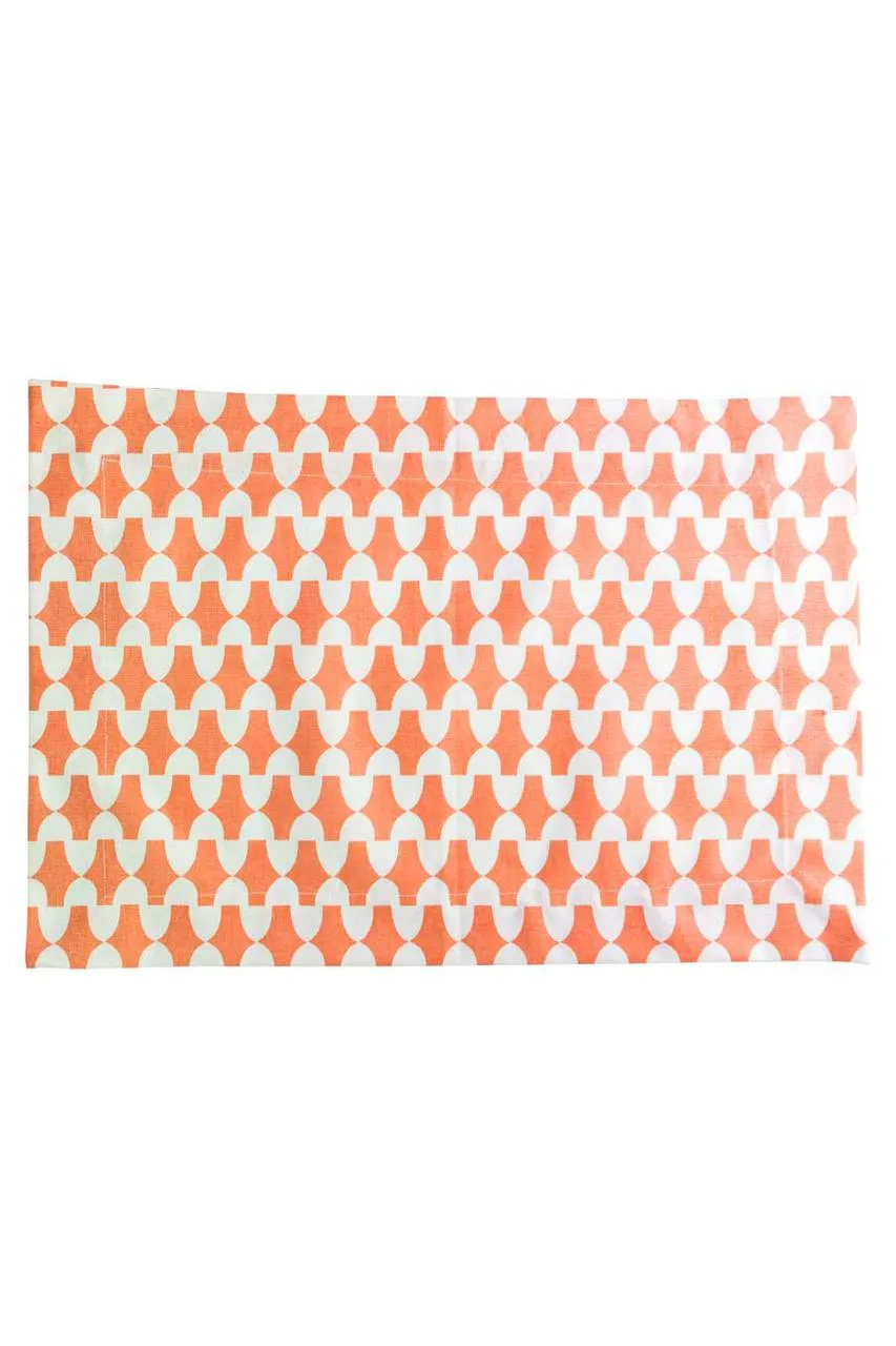 lantern persimmon peach printed cloth placemats