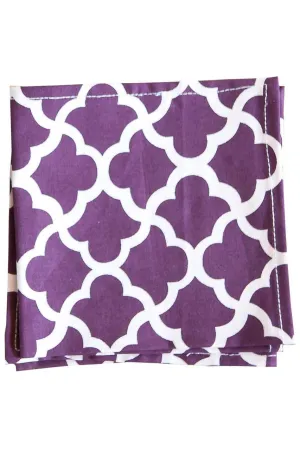 latticework aubergine purple printed cloth cocktail napkins