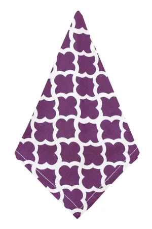 latticework aubergine purple printed cloth dinner napkins