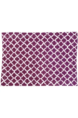 latticework aubergine purple printed cloth placemats
