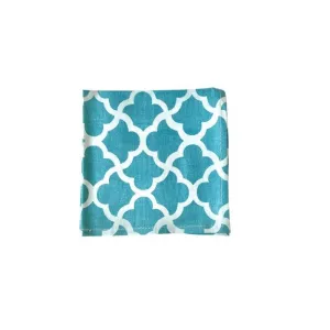 latticework ocean blue printed cloth cocktail napkins