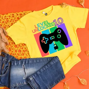 Level 10 Unlocked - 10th Birthday T-Shirt for Kids