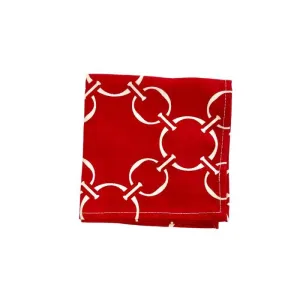 linked-up scarlet red printed cloth cocktail napkins