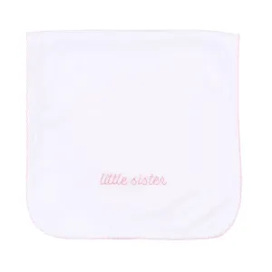 Little Sister Embroidered Burp Cloth