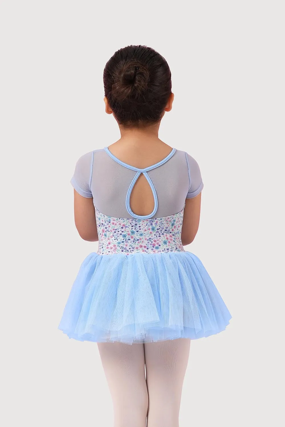 LM51554G - Mirella Ditsy Floral Mesh Cap Sleeve Girls Tutu Dress