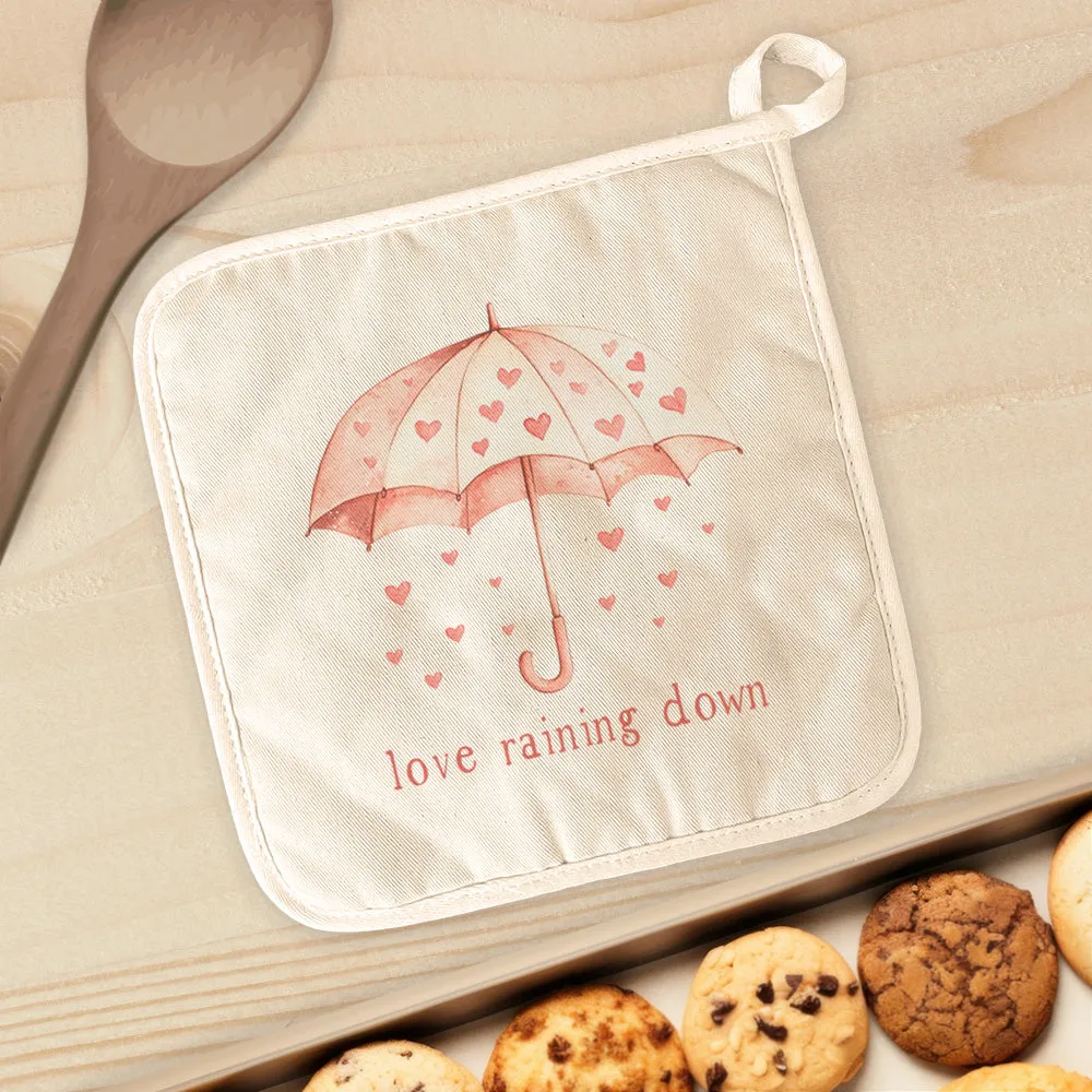 Love Raining Down - Valentine's Day Cotton Pot Holder