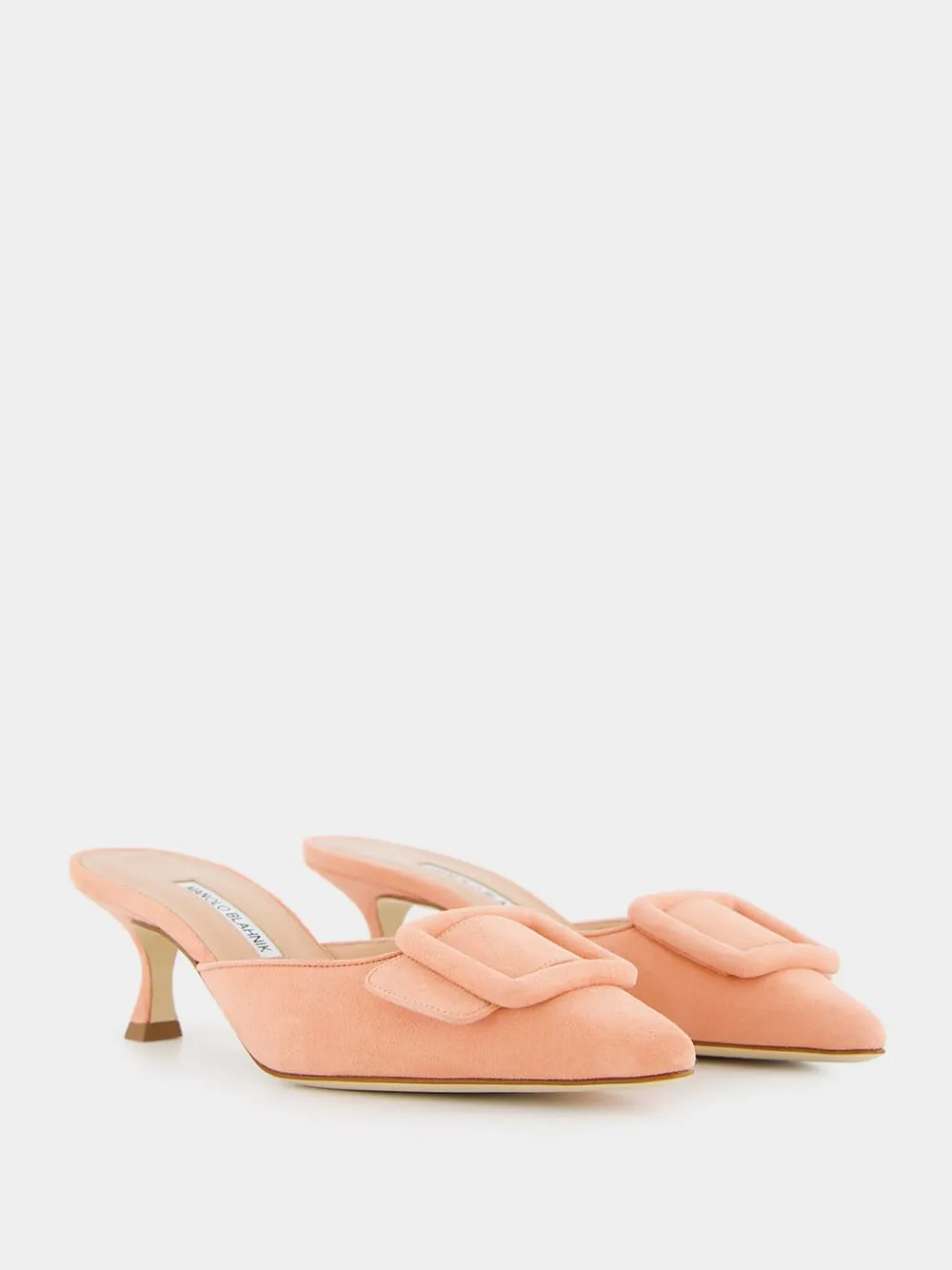 Maysale Light Pink Suede Kitten Heel Mules