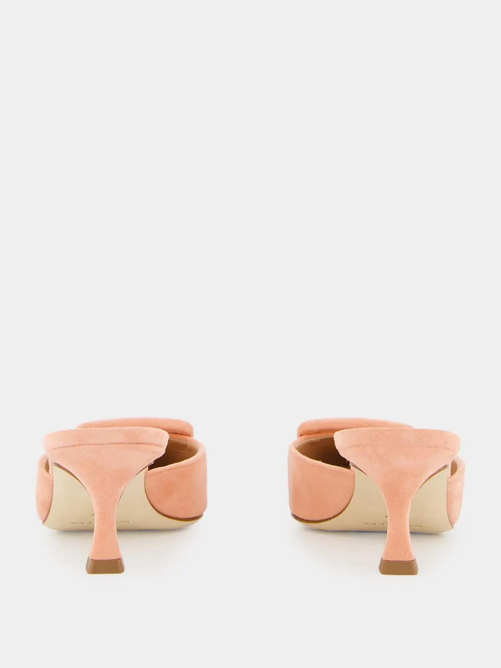 Maysale Light Pink Suede Kitten Heel Mules