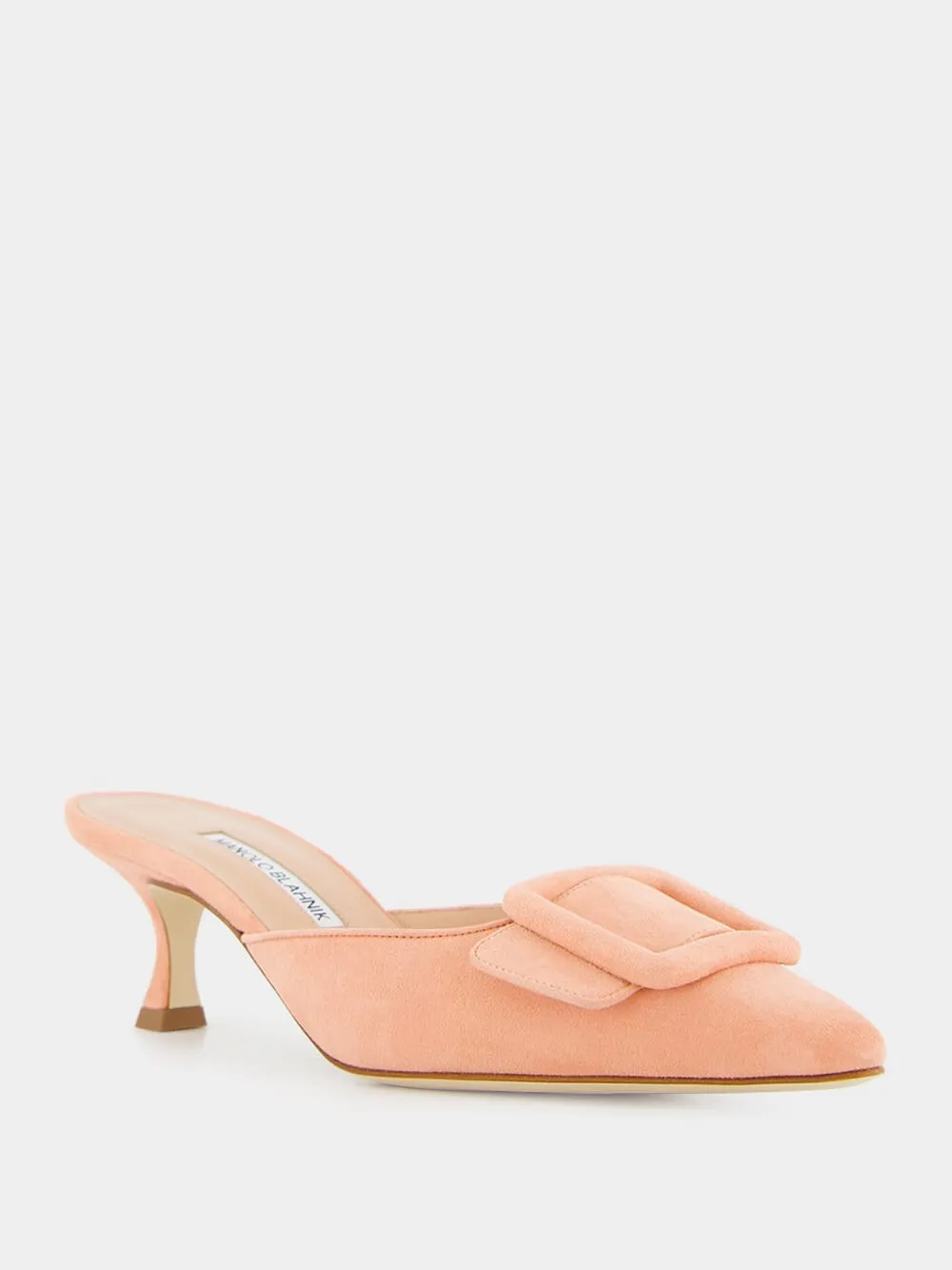 Maysale Light Pink Suede Kitten Heel Mules