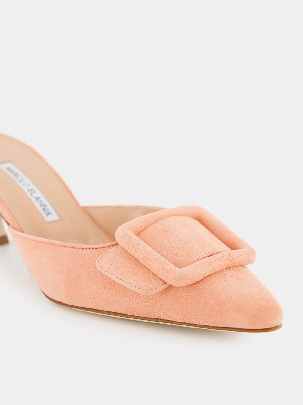 Maysale Light Pink Suede Kitten Heel Mules
