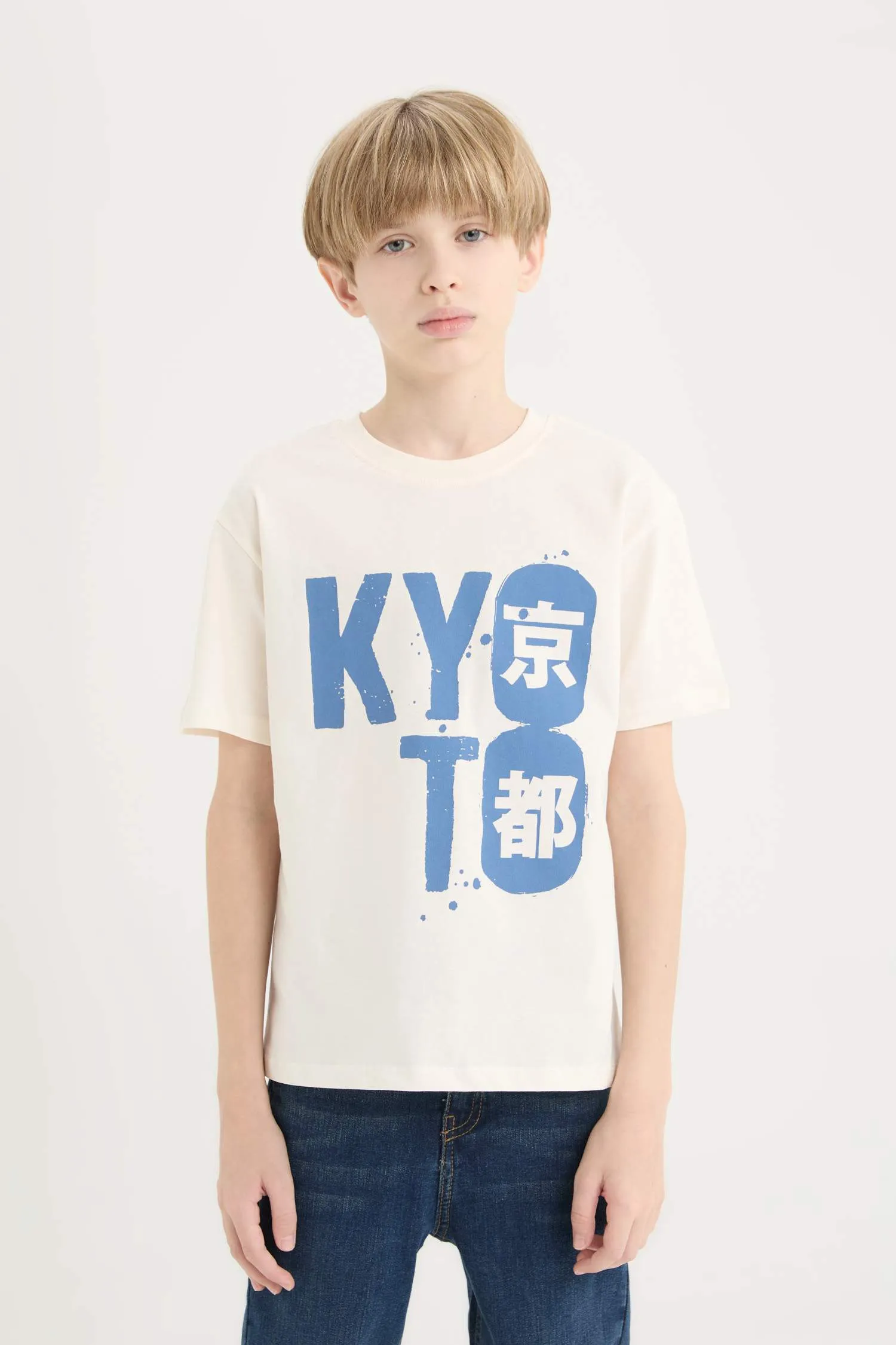 Men's Kids Bicycle Collar Printed Short Sleeve T-shirt