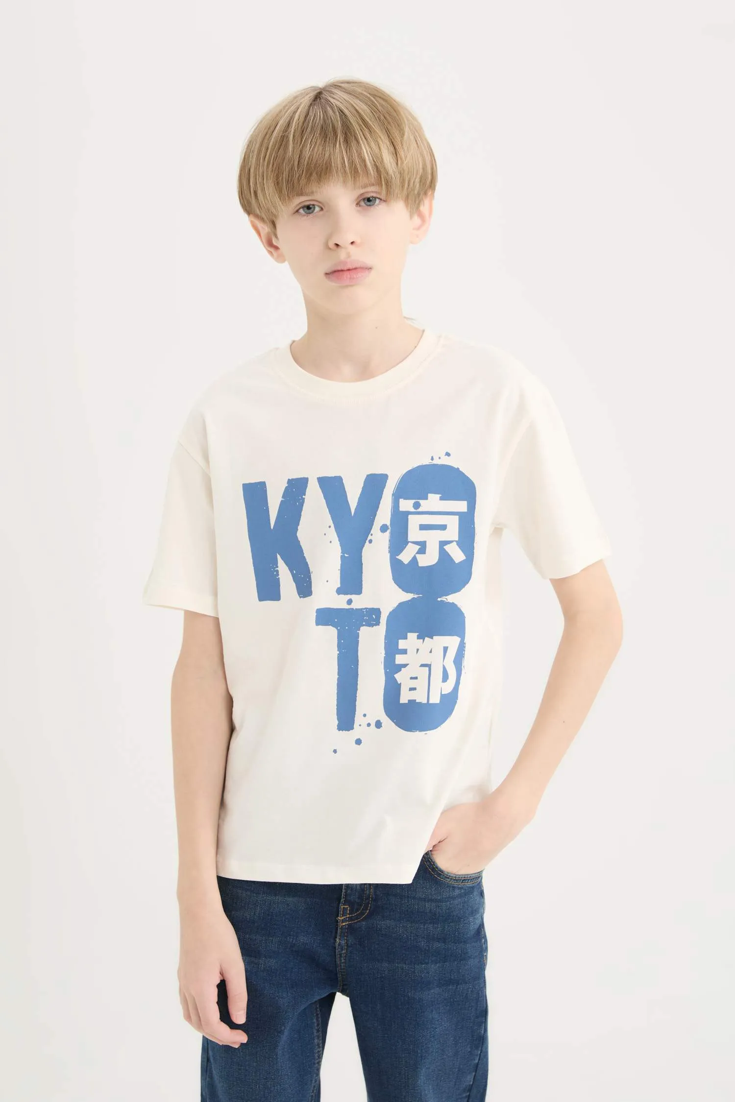 Men's Kids Bicycle Collar Printed Short Sleeve T-shirt