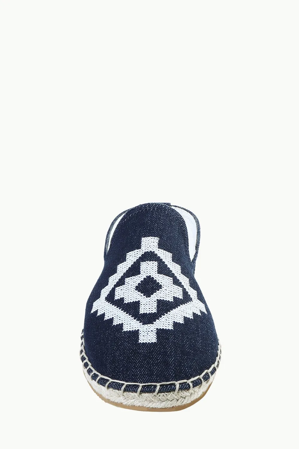 Mens Navy Denim Aztec Embroidered Espadrilles