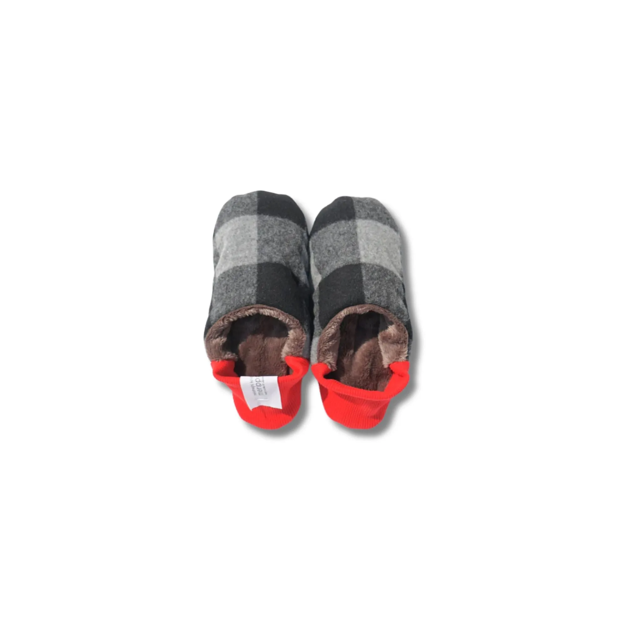 Merippa Slippers FW | Red & Black Flannel Block Plaid × Fur