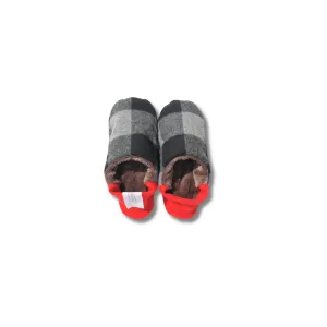 Merippa Slippers FW | Red & Black Flannel Block Plaid × Fur