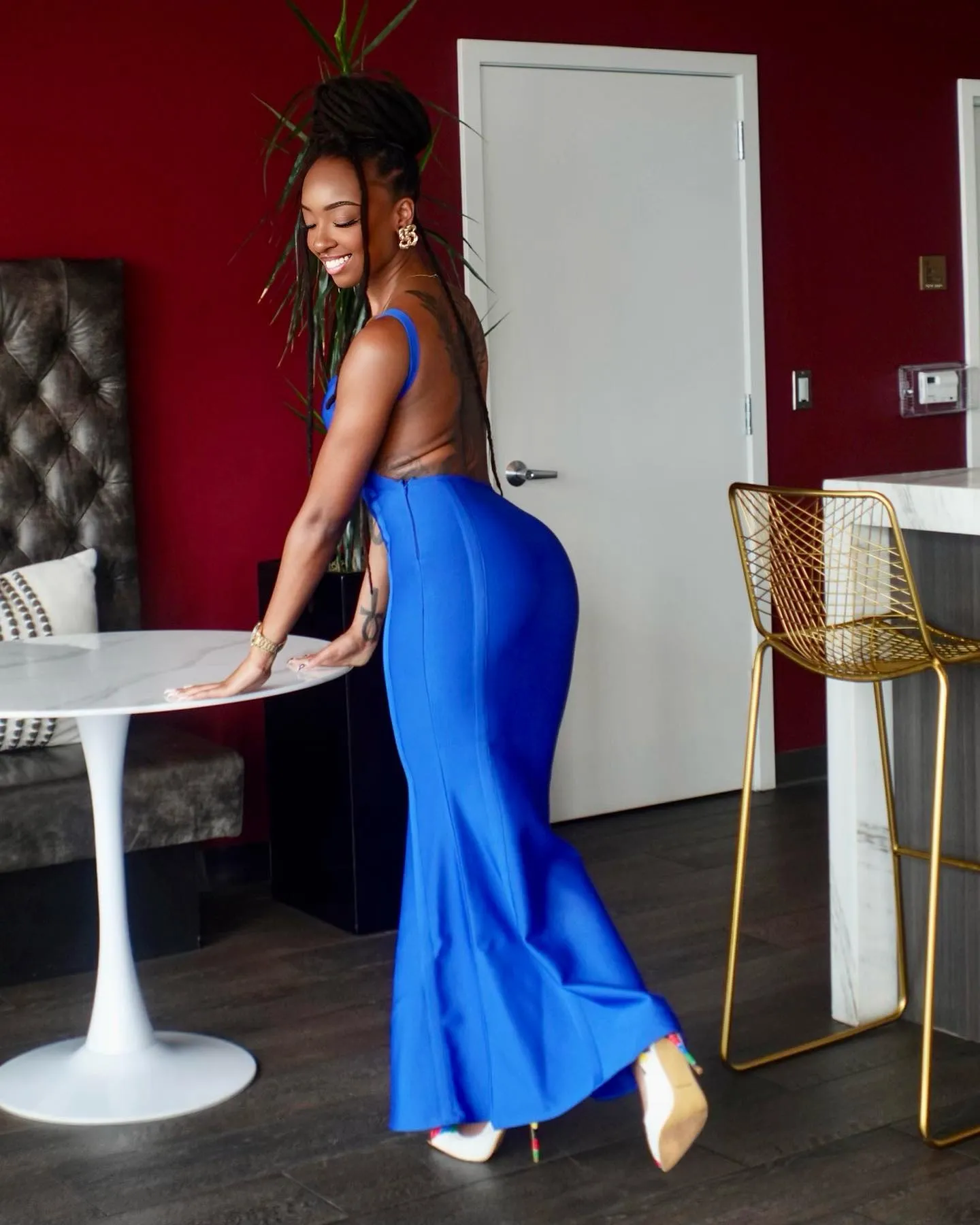 Mermaid Square Neck Backless Bandage Dress