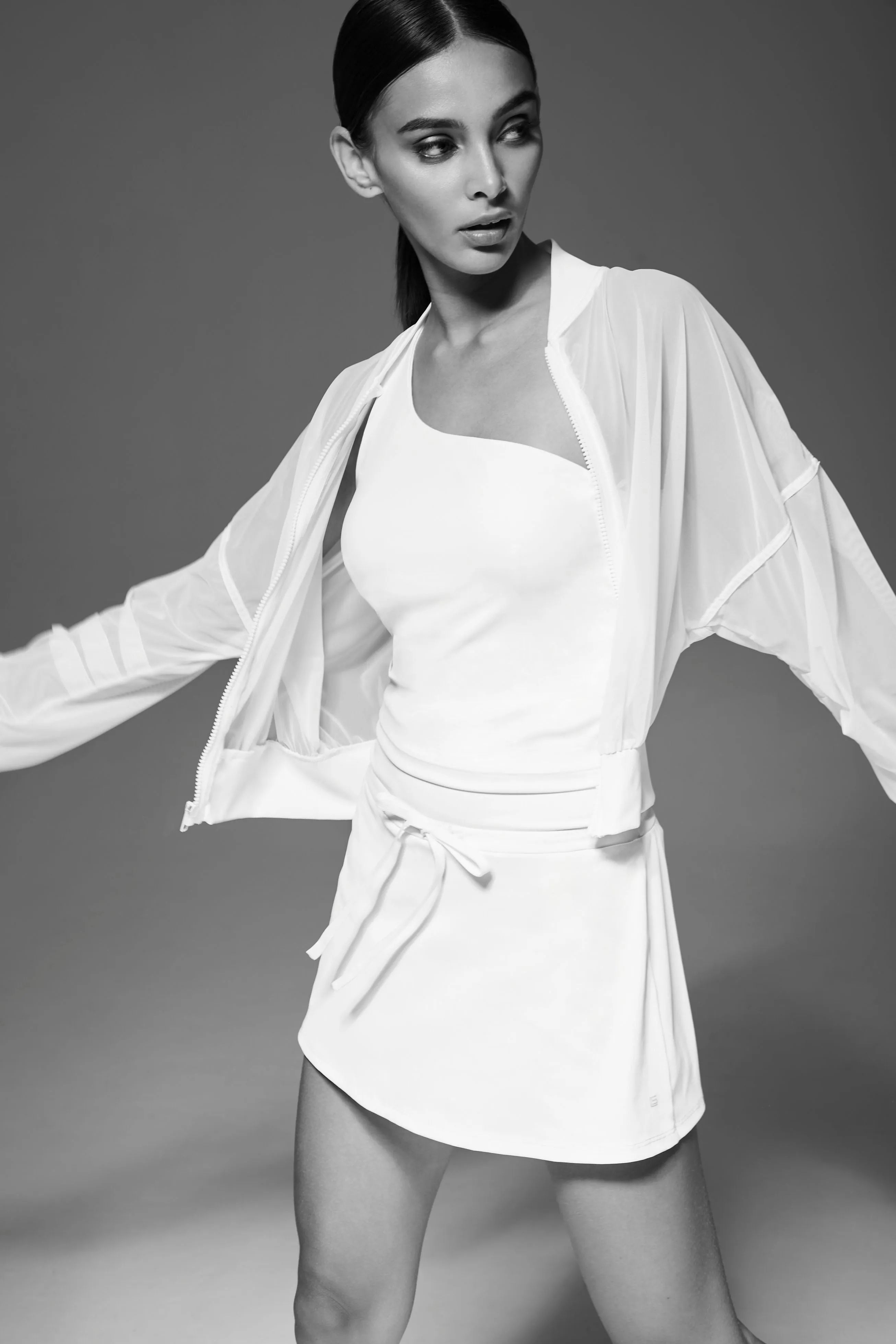 Mesh Tuck Sleeve Bomber