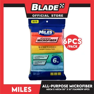 Miles Basics All-Purpose Microfiber Cloth 6pcs 40cm x 40cm (Rainbow)
