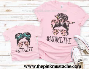 Mommy and Me Matching Tees/ Mom Life/ Kid Life/ Messy Bun Shirts / Onesie to Toddler to Youth to Adult Sizing Available / Bella Canvas Sizes