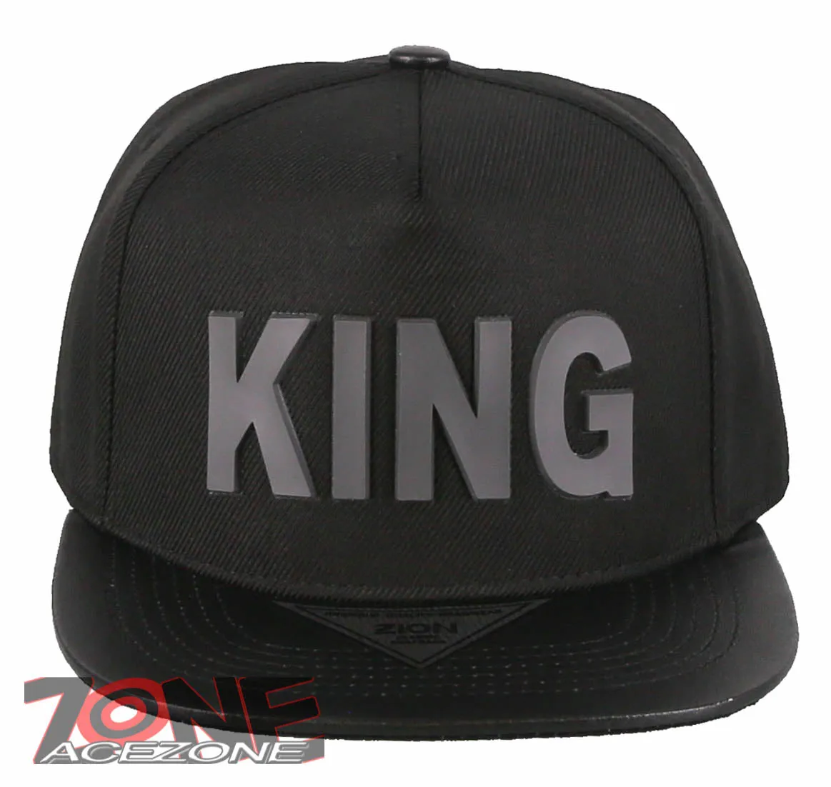 NEW! PVC KING FLAT LEATHER BILL SNAPBACK BASEBALL CAP HAT BLACK