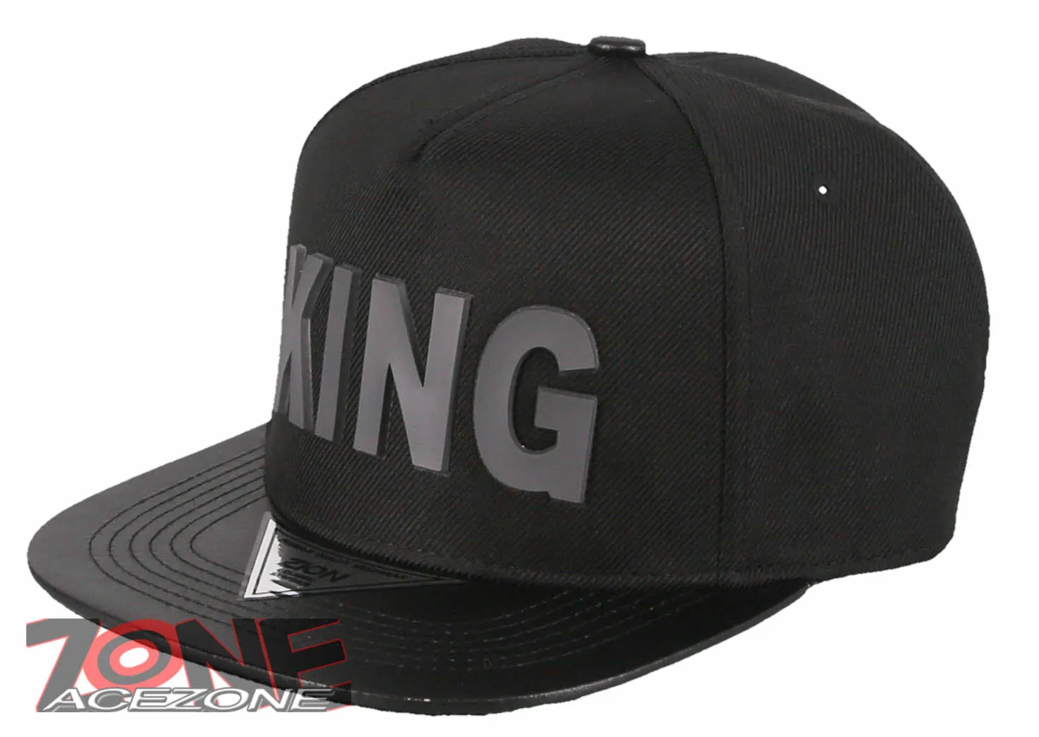 NEW! PVC KING FLAT LEATHER BILL SNAPBACK BASEBALL CAP HAT BLACK