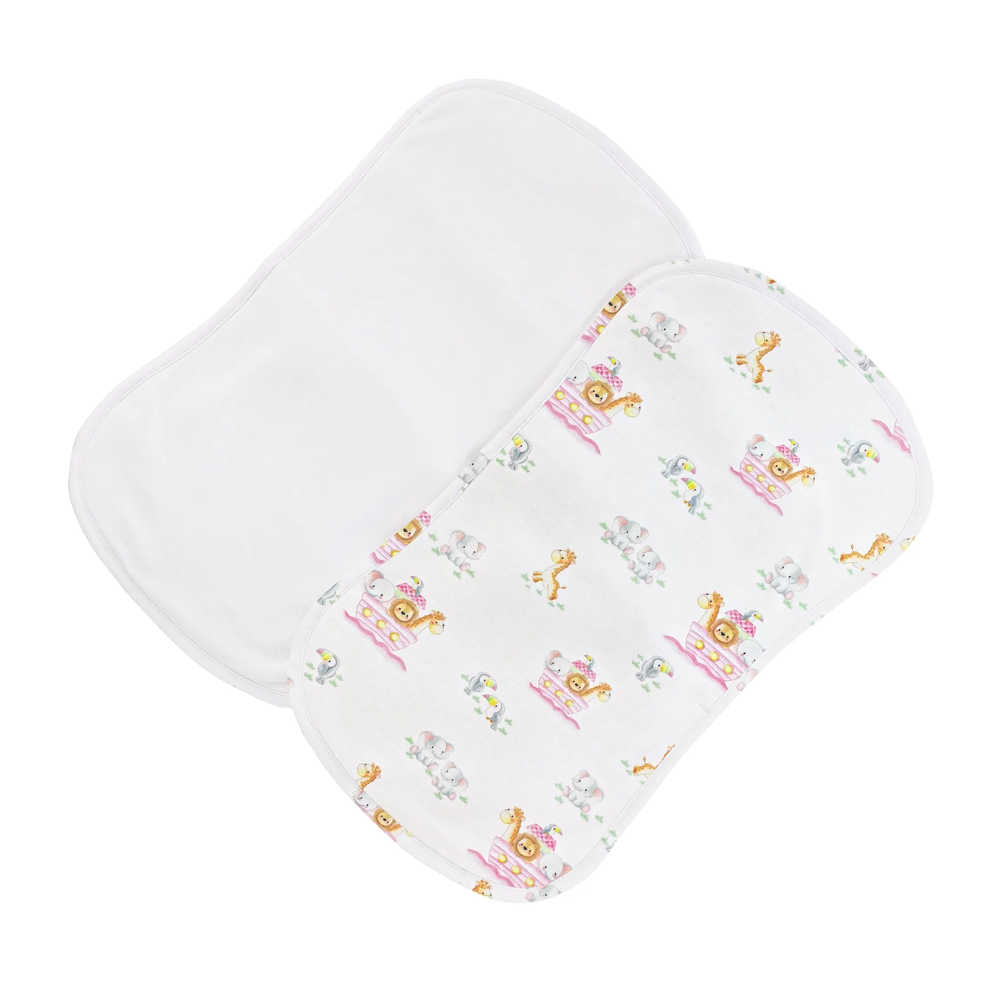 Noah’s Ark Pink Printed Burp Cloth Set