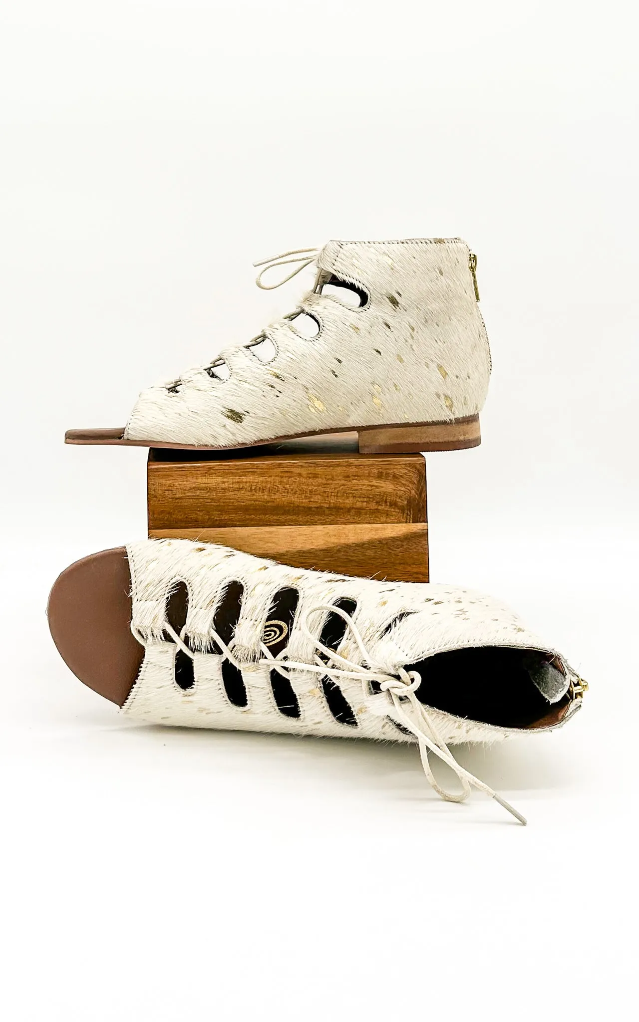 Nola Gold Gladiator Sandals with Zipper