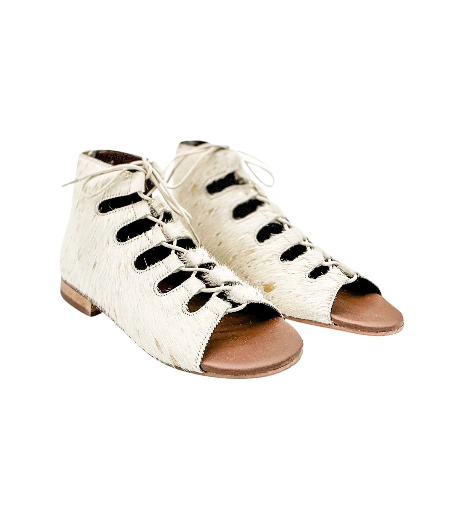 Nola Gold Gladiator Sandals with Zipper