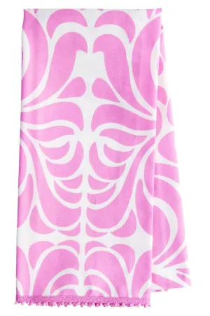 nouveau orchid pink printed cloth guest towels
