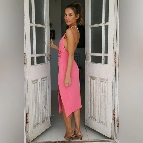 NWT Hello Molly Quiet Dancer Midi Dress in Pink