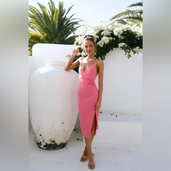 NWT Hello Molly Quiet Dancer Midi Dress in Pink