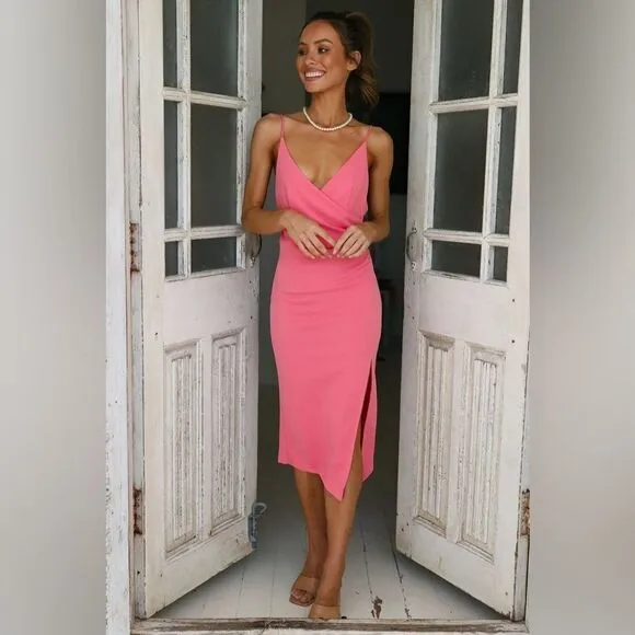 NWT Hello Molly Quiet Dancer Midi Dress in Pink