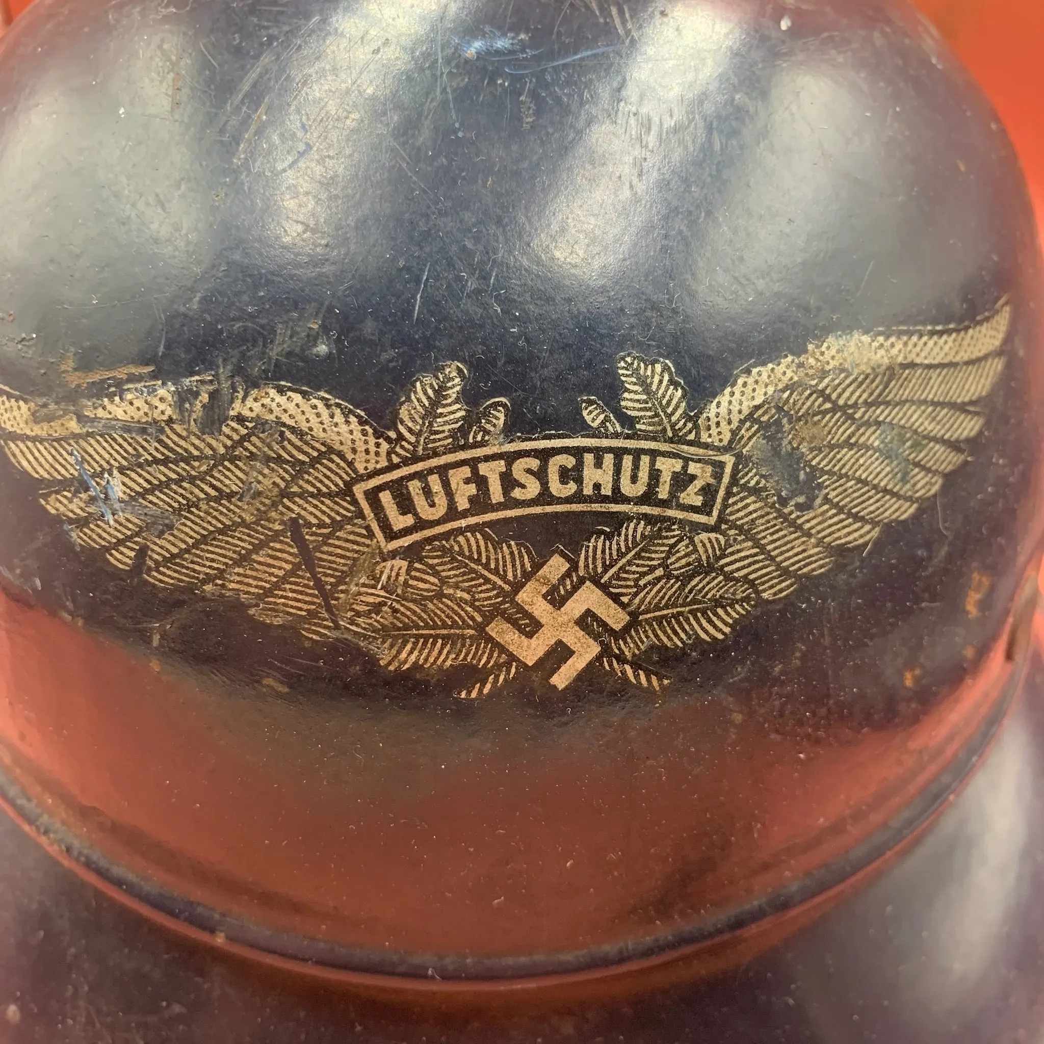 Original WW2 German Civil Defence Luftschutz Helmet - Complete with Liner & Chinstrap