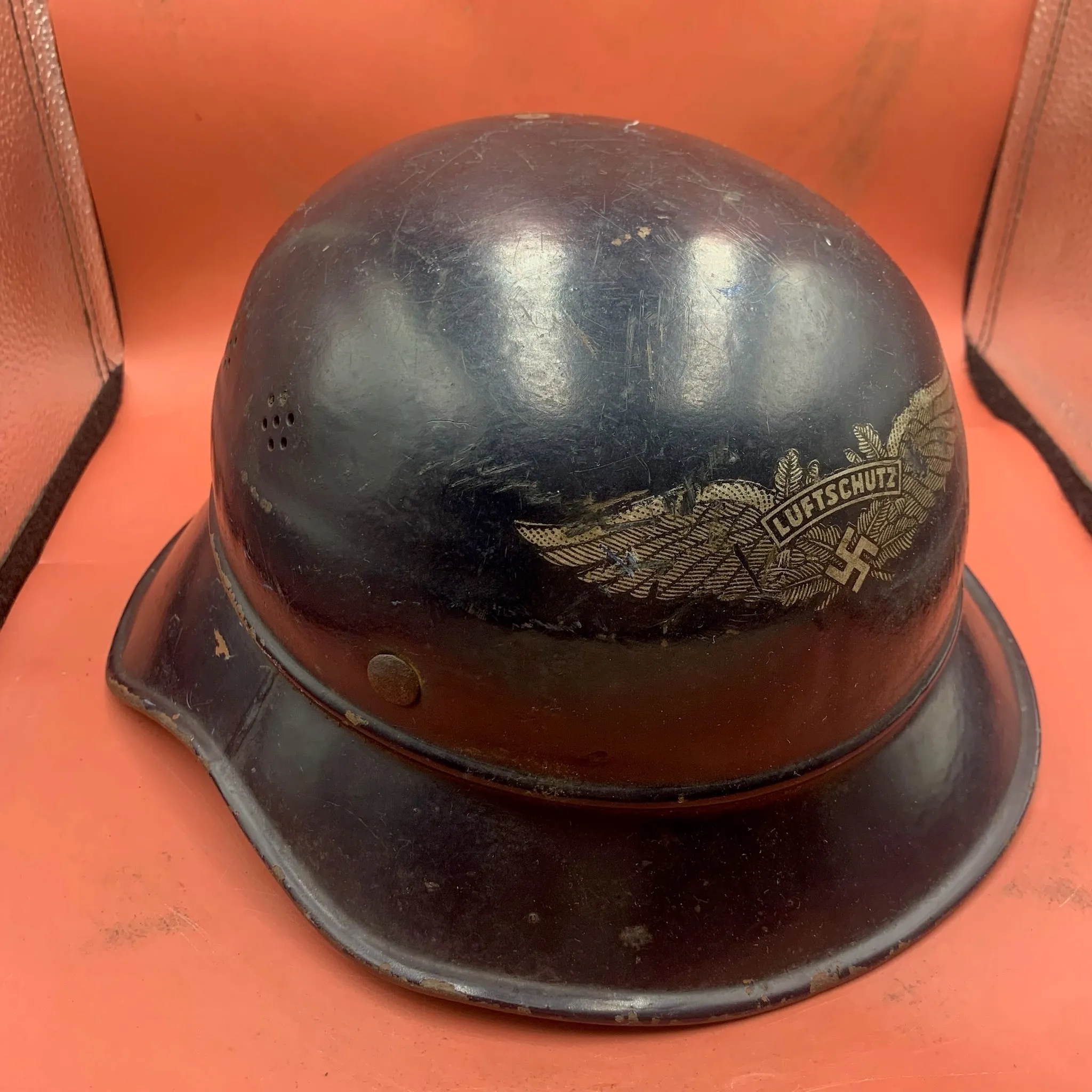 Original WW2 German Civil Defence Luftschutz Helmet - Complete with Liner & Chinstrap