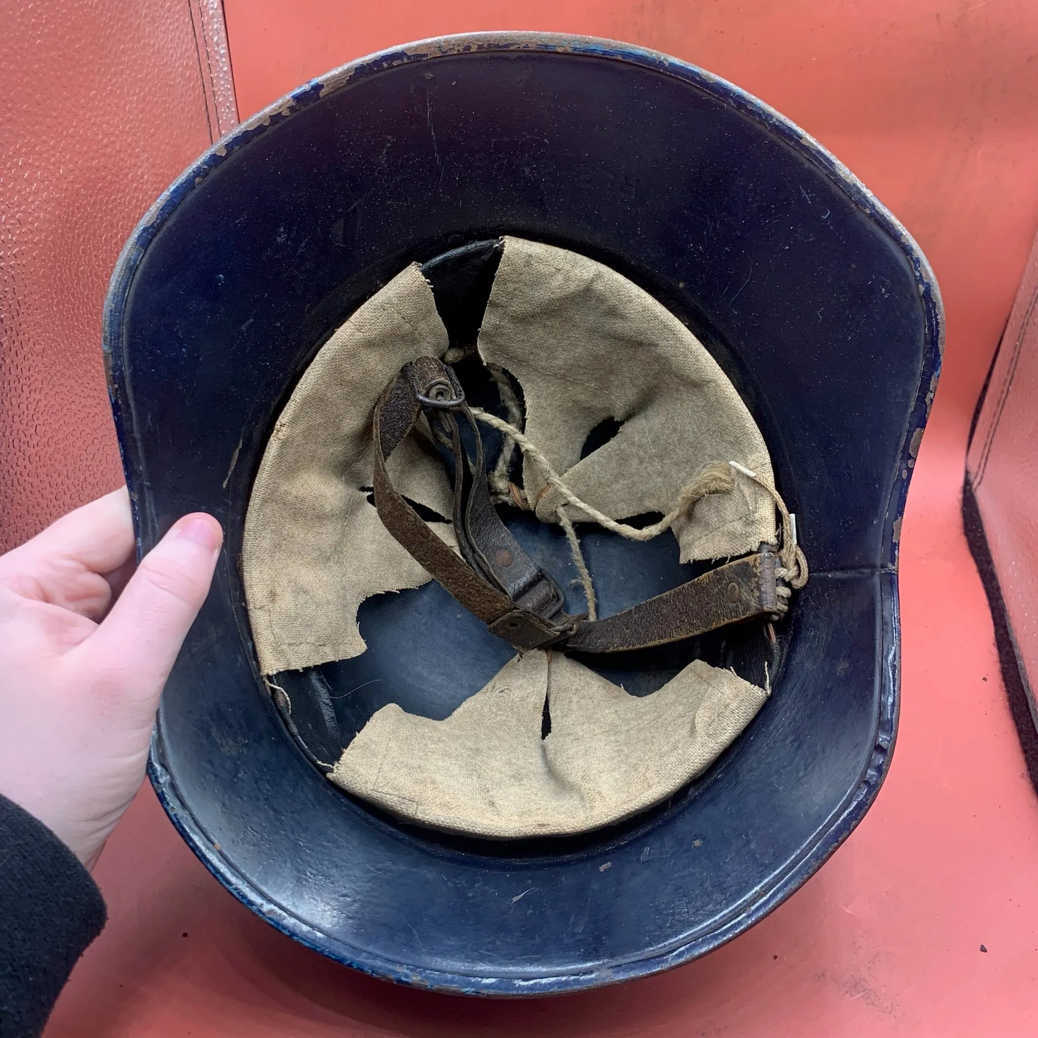 Original WW2 German Civil Defence Luftschutz Helmet - Complete with Liner & Chinstrap